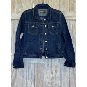 Express Jeans‎ Women's Blue Denim Jacket Large Trucker Thrashed